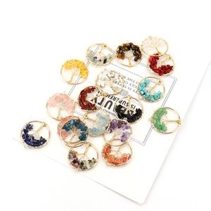 Detailed collection of 3cm Tree of Life pendants with assorted colorful crystal stones