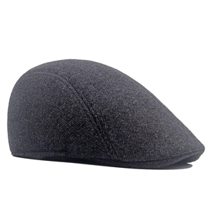 Classic dark grey flat cap for men featuring a warm thick fabric and textured wool blend