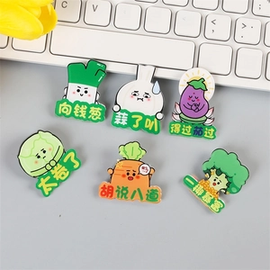 6-piece set of creative cartoon vegetable enamel pins for backpacks and clothes