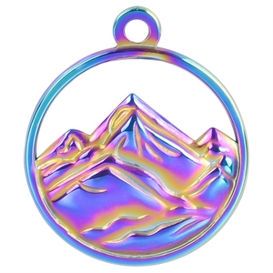 Rainbow mountain pendant in 18K gold stainless steel for DIY jewelry making