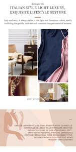 Close-up of silky satin nightgown fabric in navy blue and dusty pink colors