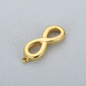 Polished golden stainless steel infinity symbol charm for jewelry DIY making