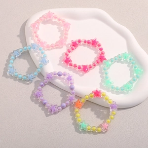 Star Beaded Bracelet Acrylic Jelly Color Elastic Star Shapes Simple Fashion Jewelry For Women Girls