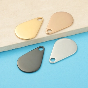 Polished stainless steel water drop pendants in gold, rose gold, black, and silver finishes