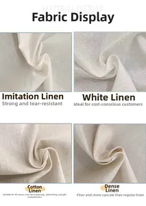 Detail showing textures of faux linen, white linen, and cotton hemp fabrics for makeup bags