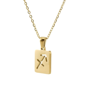 18K gold plated stainless steel necklace featuring a hollow Sagittarius zodiac pendant