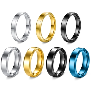 Minimalist 6mm stainless steel rings for men in silver, gold, black and blue colors