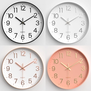 Modern Minimalist Wall Clock Silent Quartz Movement Round Plastic With Glass Cover Home Office Decor Timepiece