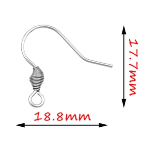 Detailed size view of silver 316 stainless steel earring hooks for DIY jewelry making