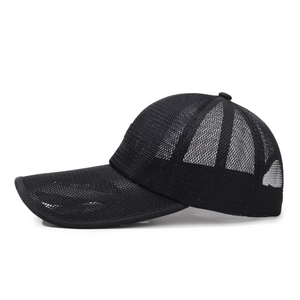 Breathable black mesh baseball cap for men with sun protection for outdoor fishing