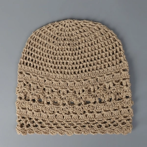 Gorro Beanie de Ganchillo Hecho a Mano para Mujer Gorro Holgado Calado Fino Mezcla de Lino Transpirable Parasole Estilo Bosque Verano