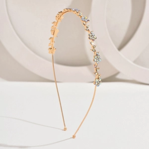 French vintage gold headband with colorful rhinestones in flower and vine patterns