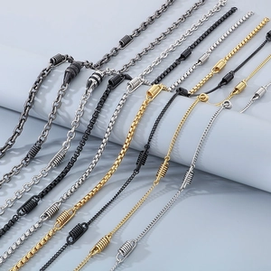 Stainless Steel Necklace With Spring Spiral Decoration Industrial Punk Minimalist Niche Design Jewelry For Men Unisex