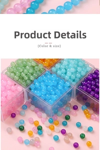 Colorful pastel jelly glass beads in a plastic storage box for DIY jewelry making