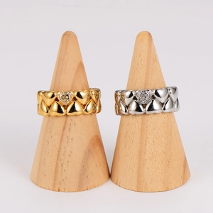 Elegant stainless steel heart rings with rhinestones in gold and silver finishes