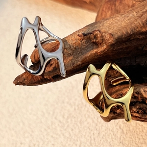 Minimalist Stainless Steel Irregular Liquid Fluid Open Ring For Women Men Geometric Adjustable Finger Ring Fashion Jewelry
