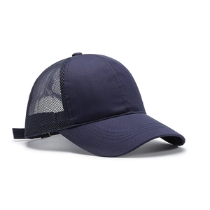 Men's navy blue breathable mesh baseball cap with curved brim for outdoor sports