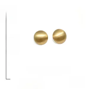 Detailed specs of gold brushed round earrings measuring 4cm with 925 silver needles