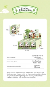 Detailed size chart and resin material specs for the Greedy Panda Full figurine series