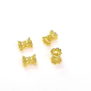 Set di quattro perline a vita vuota placcate oro 14K per creazione di gioielli fai-da-te