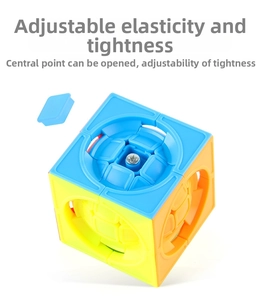 Detail view of the 3x3 magic cube showing adjustable tension screw under center cap