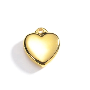Pendentif cœur en plaqué or 18 carats poli avec finition miroir lisse pour bijoux