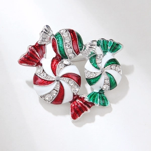Spilla Di Caramelle Di Natale Lega Di Zinco Smalto Strass Festa Di Vacanza Accessorio Di Abbigliamento Festivo Per Uomo Donna