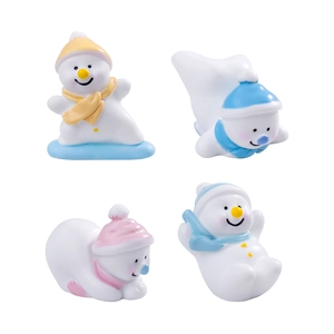 Set of four cute miniature Christmas snowman figurines for DIY micro landscape decor