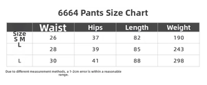 Size chart for seamless yoga leggings showing waist, hip, and length measurements