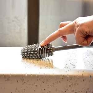 Flexible long handle silicone cup brush for deep cleaning of bottles and teapots