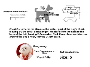 Guide des tailles pour gilet de chien de Nouvel An avec méthodes de mesure précises