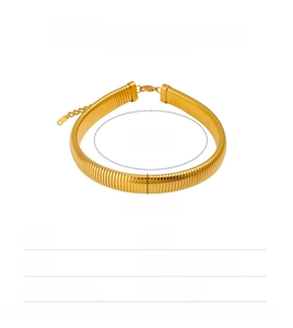 Detailed size chart for gold stainless steel snake chain choker with 8mm to 20mm widths