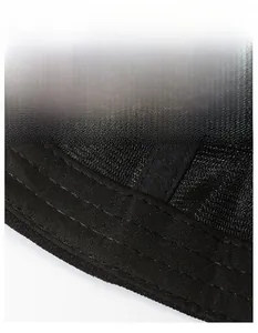 Detail of moisture-wicking sweatband and breathable mesh fabric inside the black cap