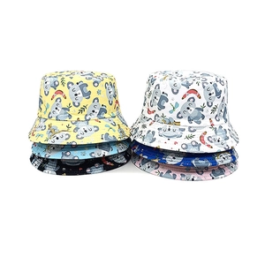 Kids Bucket Hat Cartoon Koala Print Sun Protection Wide Brim Breathable Summer Outdoor For Boys Girls