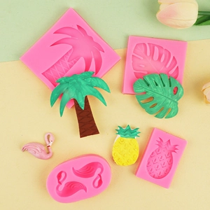 Stampi in silicone a forma di fenicottero e palma per decorazioni torte e cioccolato