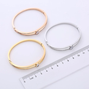 Double row crystal bangle in gold, silver and rose gold finishes for women
