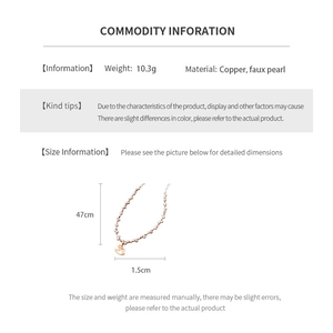 Detailed size specifications for pearl necklace with a gold-plated horse pendant