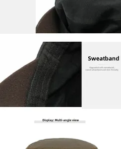 Detailed macro view of the soft absorbent sweatband inside a brown flat top military cap