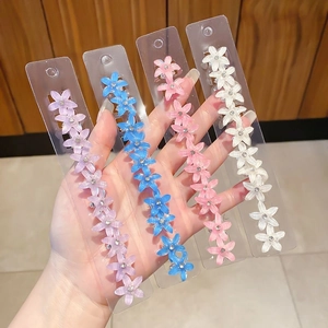 Barrettes à cheveux à fleurs avec motifs en acrylique et strass clairs au centre