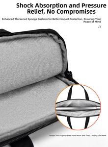 Detail view of thickened shockproof sponge padding inside the laptop sleeve for extra protection