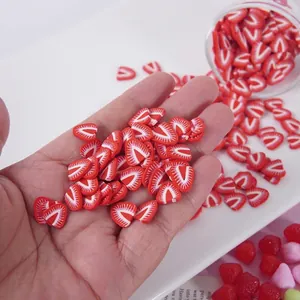 Simulation Strawberry Slices Polymer Clay DIY Craft Materials Slime Accessories Nail Art Decoration Miniature Food Toy