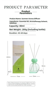 Detailed dimensions of Summer Wilderness 80ml aromatherapy oil with green glass bottle
