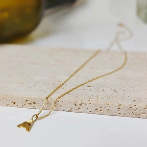 Elegant minimalist gold stainless steel necklace with initial A letter pendant for women
