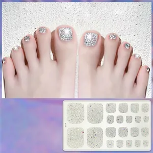 H158 silberne Glitzer-Fußnagelaufkleber mit 3D-Pailletten für die Pediküre