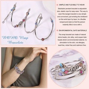 Bohemian multi-layer imperial stone wrap bracelet with natural stone beads and metal accents