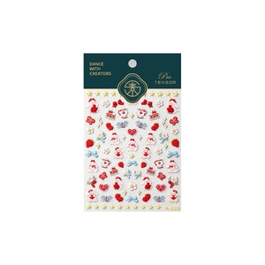 Autocollants ongles 3D M-835 gaufrés mats avec lapins mignons, fraises et nœuds