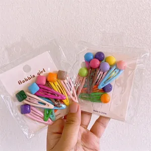 Kids colorful mini bear and heart hair clips set in vibrant candy colors packaging