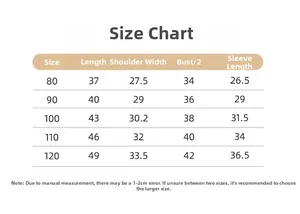 Size chart for children's hooded plush jacket showing length, shoulder, and bust details