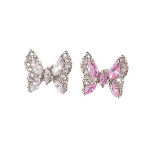 Boucles d'oreilles papillon en argent avec zircons roses et blancs scintillants