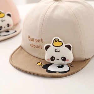 Casquette de baseball panda mignonne pour bébé en beige et kaki avec visière souple